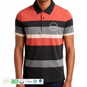 เสื้อยืดผู้ชายลายทางคลาสสิก สีพื้น ผ้าฝ้ายผสมสแปนเด็กซ์/โพลีเอสเตอร์ แขนสั้น สไตล์วินเทจ มีกระเป๋า  รับสกรีนโลโก้ตามสั่ง สีตามสั่ง รับผลิตแบบ OEM - Product Image 1