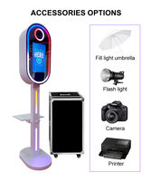 Tragbare 15.6" Ovale Spiegel-Fotobox mit LED-Ringlicht, Kleiner Metall-Design für Party- & Hochzeits-Events