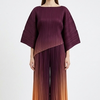Robe femme plissée de haute qualité sur mesure, robe verte Miyake, pantalon plissé femme, ensemble deux pièces