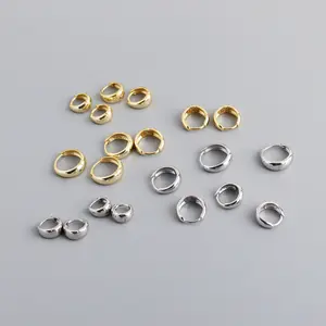 Trendy Fine Jewelry Earrings Simple 925 Sterling Silver 6mm 7mm 8mm 9mm 10mm Chunky Hoop Earrings For Women