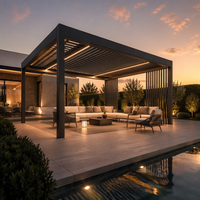Pergola motorisée intelligente en aluminium avec toit à lames orientables - Structure d'ombrage écologique et imperméable pour patio et balcon