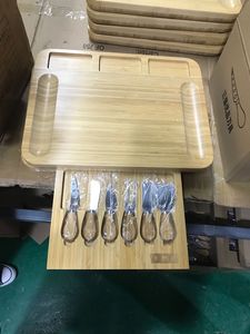 Listo para enviar Tabla de quesos de charcutería de bambú con cuencos de cerámica para servir queso Pizza Pan Carne en fiestas y bodas - Product Image 3