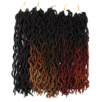Extensions de cheveux synthétiques Goddess Faux Locs au crochet, doux et bouclés, effet dreadlocks, tresses ombrées au crochet, vente en gros