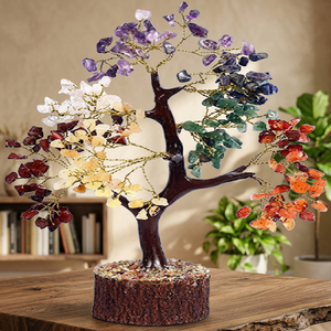 Arbre en pierre précieuse lapis-lazuli fait main avec des branches en fil métallique sur base en bois naturel - Product Image 6