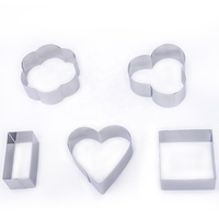 Ensemble d'emporte-pièces en acier inoxydable 5 pièces emporte-pièces rectangulaires ronds en forme de coeur pour outils de cuisson