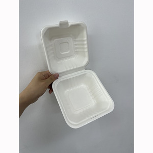 Tek Kullanımlık Laminasyonlu Kağıt Kutu Bagasse Gıda Kapları Parlak Laminasyonlu Paket Servis Kutuları <span class=keywords><strong>Burger</strong></span> Öğle Yemeği için Numune - Product Image 3