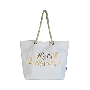 Bolso de Playa Tipo Tote Casual de Gran Capacidad para Mujer, con Estampado de Leopardo y Sirena, Impresión Digital Personalizada, Lona de Poliéster SYN17-010L, Monograma Abierto - Product Image 2