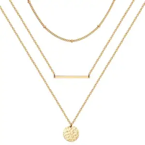 Layered Necklace Dainty Disc Chokers Necklace 14K Real Gold Plated Layering Necklaces Jewelry for Women