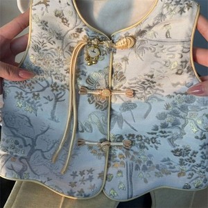 Tongxingyuan Girls Traditional Chinese Vest Pants Set Yellow Floral Thickening New Year Outfit - Product Image 3