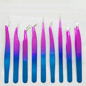 Pince à épiler Yucagci en maille colorée, motif fleur <span class=keywords><strong>de</strong></span> glace, plume dorée, précision, durable, acier inoxydable, extensions - Product Image 1