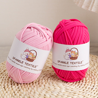 Fil à tricoter à la main en gros pour sacs DIY, 100g, teint uni, 46 couleurs, fil épais en tissu, fil en polyester en bandes de tissu