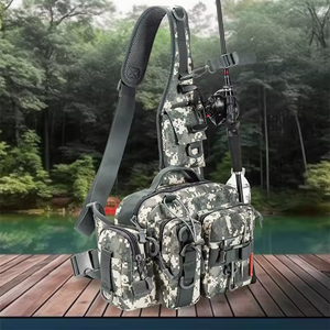 Mochila táctica de nailon para aparejos de pesca para hombre, bolso de hombro con eslinga para pesca con mosca, almacenamiento de equipo y soporte para caña - Product Image 5