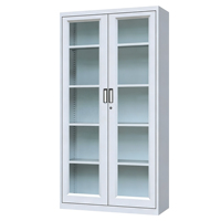 Armoire de rangement de bureau en métal avec portes vitrées, meuble de classement en acier pour bureau et école