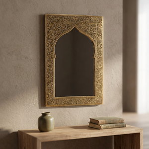 Iron Ornate Gold Moroccan Style Arched Wall Mirror <b>Islamic</b> Art Inspired <b>Frame</b> Small Irregular Shape Vintage Home Decor Made - Product Image 3