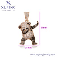 X000799289 Bijoux Xuping Pendentif Panda pour Homme en Cuivre Plaqué Or 18K, Style Rapper Hip Hop Punk Iced Out