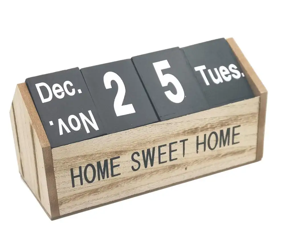 ホームオフィスの装飾のための卸売月日付週木製デスクブロックカウントダウンカレンダー