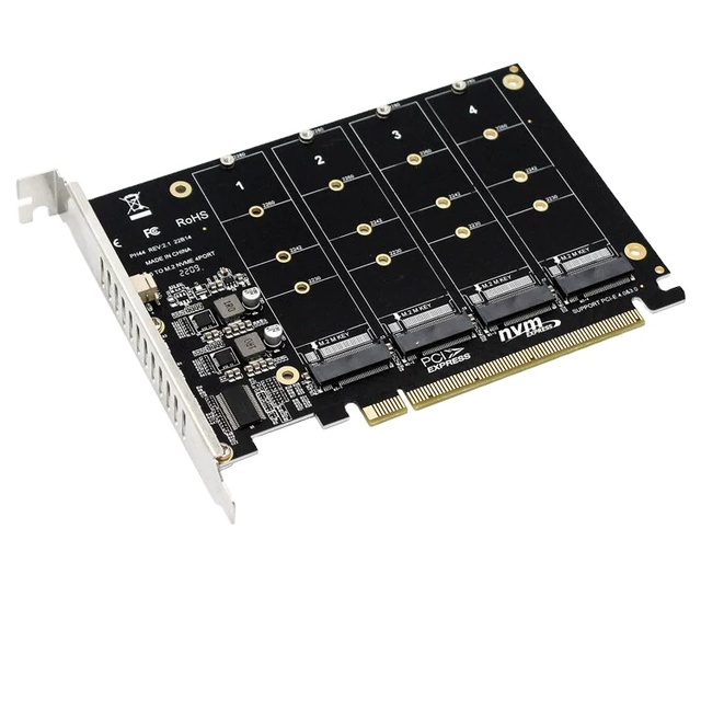 PCI-EX16 SSD NVME M.2 M-KEY RAID Array Expansion Adapter Card Motherboard PCIE Split Card