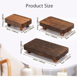 Bretelle in legno Vintage per la visualizzazione di legno piedistallo rustico in legno Stand vassoio montante per la casa decorazione <span class=keywords><strong>cucina</strong></span> - Product Image 4