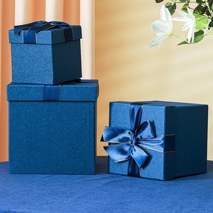 Exquisita caja de regalo cuadrada azul con cubierta de Cielo y Tierra Embalaje de lazo vacío avanzado para caja de regalo de <span class=keywords><strong>cumpleaños</strong></span> de vela - Product Image 3