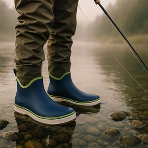 Stivali da Pioggia alla Caviglia per <span class=keywords><strong>Uomo</strong></span>, Impermeabili, Morbidi, Comodi, in Gomma Antiscivolo, Stile Chelsea, Blu e Verde - Product Image 1