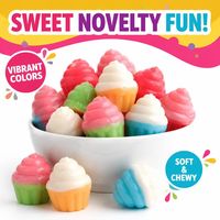 Bonbons gélifiés en forme de cupcake, couleurs vives, saveur fruitée, texture moelleuse, confiserie fantaisie, vente en gros