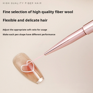Pinceau double embout en métal or rose pour nail art, poils en nylon, stylo de dessin pour gel UV - Product Image 3