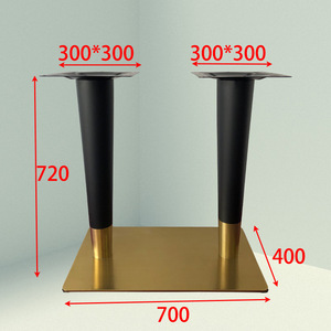 Modern Black & Gold Double Pedestal Stainless Steel <b>Table</b> Base Contemporary Dining Commercial Restaurant <b>Table</b> <b>Legs</b> - Product Image 2