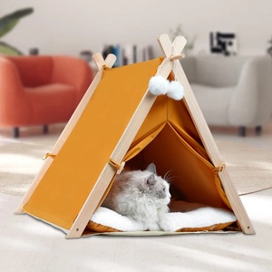 Casa para Gatos Plegable y Resistente, con Diseño Sólido Multicolor, Cojín y Marco de Madera, Casa Interior para Perros y Gatos - Product Image 2