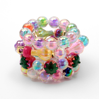 Bracelet élastique en acrylique avec perles colorées de 16 mm, motifs géométriques, ampoule et fraise, idéal pour les filles