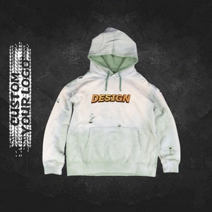 Vente en gros de sweats à capuche vintage pour hommes, déchirés, personnalisés, à fermeture éclair, double couche, streetwear, effet usé - Product Image 2