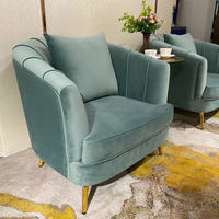 Fauteuil de loisirs moderne, fauteuil de luxe en velours, pieds en métal doré, de haute qualité, mobilier de salon, 1 fauteuil