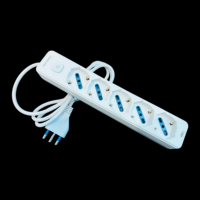 Interruptor de Enchufe Italiano FZF Modelo 305S 16A, 5 Posiciones, 5 Tomas de Corriente, Conexión Eléctrica para Uso Doméstico, Cable de 1.5m, 16A