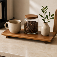 Plateau de service rectangulaire en bois d'acacia avec pieds, présentoir à sushi en bois, rehausseur de présentation alimentaire pour restaurant, café, vaisselle de table