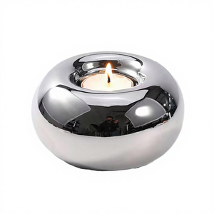 WINBY Luxury Silver Donut Shape Handmade Eco-Friendly Ceramic Tea Light Holder for Home Decoration Valentine's Day - Product Image 3