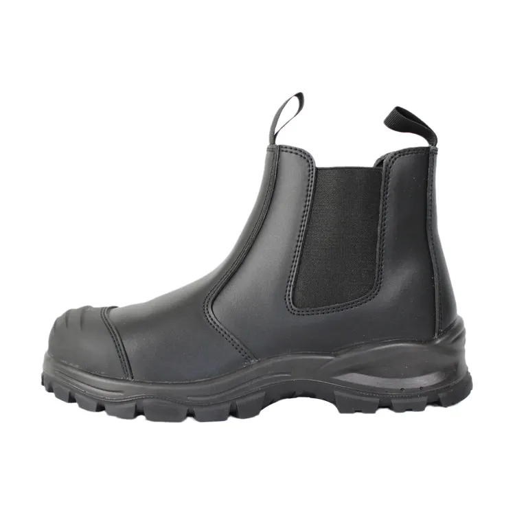 Black safety slip on CE dress work boots for men