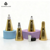 Flacon cosmétique conique en verre dégradé de 50 ml, options multiples de bouchons (compte-gouttes, spray, roll-on, pompe), vide, pour sérum et essence, logo personnalisé