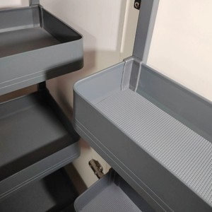 Meuble de rangement coulissant de <span class=keywords><strong>cuisine</strong></span> de haute qualité à 6 niveaux en alliage d'aluminium et verre chromé avec paniers et quincaillerie - Product Image 2