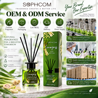 Diffuseur de parfum d'ambiance floral 120 ml avec cinq bâtonnets en fibre pour les programmes de vente en gros et de détail sous marque privée