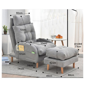 أريكة غرفة نوم كرسي مسند الظهر مقعد واحد صافي الأحمر حصير أريكة صغيرة أريكة شرفة كراسي قابلة للطي متعدد الوظائف كرسي بظهر للاستلقاء - Product Image 3