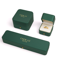 Ensemble de boîtes à bijoux en cuir PU vert émeraude de luxe CHEN LU - Étuis de rangement pour bagues, colliers et bracelets avec doublure en velours
