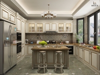 Meuble de cuisine modulaire en bois massif de noyer, style Shaker, nouveau modèle populaire, avec évier en acier inoxydable et meuble sous évier