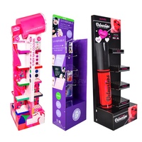 Présentoir de sol en carton personnalisé pour cosmétiques, promotionnel, avec étagères de vente au détail et crochets multi-niveaux, écologique, recyclable, en carton ondulé UV