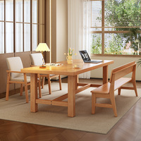 Mesa de estudio grande de madera maciza para oficina en color nogal engrosada y ensanchada, para varias personas, hogar, sala de estar, oficina, escritorio de ordenador