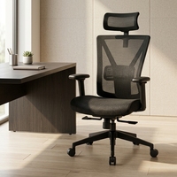 Chaise de bureau ergonomique Yazhi noire à dossier haut, dossier en maille, pivotante, avec accoudoirs réglables et soutien lombaire pour le bureau