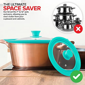Nuevo Diseño LFGB, Tapas de Vidrio Templado de Silicona para Ollas y Sartenes, Ajustables, Plegables, Multiusos, Seguras para Cocina, Aptas para Alimentos - Product Image 2