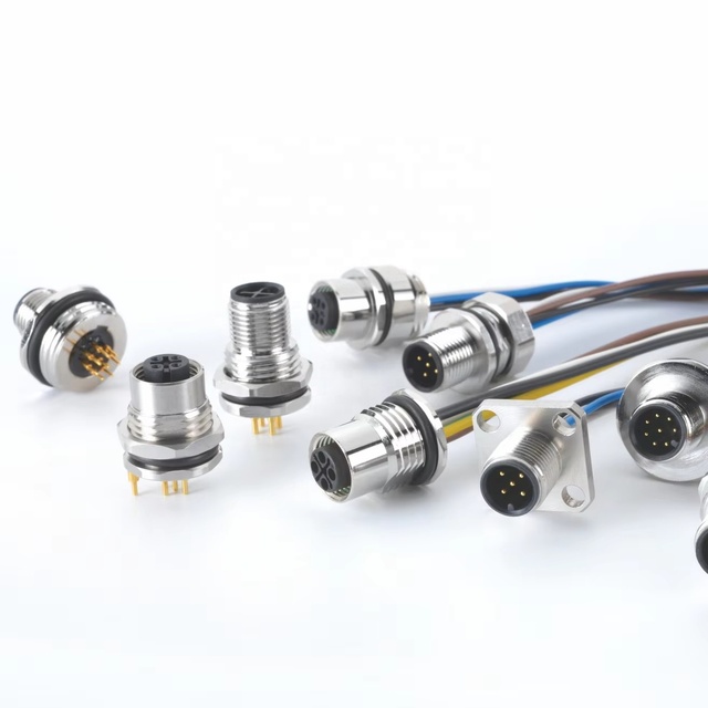 Cableforce M8 a Code Male 4 Pin Front Panel Mount Snap in Circular Connector with 0.2M Single Wires M8 Snap in Connector