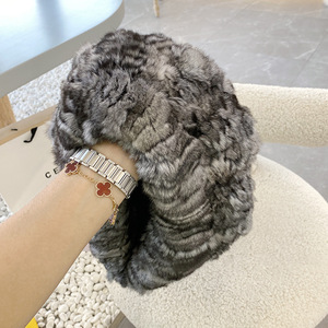 Venta caliente <span class=keywords><strong>Chinchilla</strong></span> Fur Hats Knitted Real Fur Beanie Hat Boinas de invierno para mujeres - Product Image 5