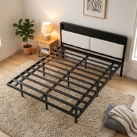 Lit moderne simple avec sac de rangement, personnalisable, cadre en métal noir épaissi et renforcé