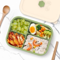 Boîte à lunch en silicone à 4 compartiments Boîte à lunch en silicone de qualité alimentaire pour garder la fraîcheur des aliments Boîte à lunch Bento en silicone pour l'école et les enfants