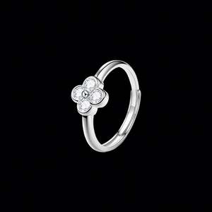 Bague en argent sterling S925, bague en moissanite à quatre feuilles de trèfle - Product Image 2